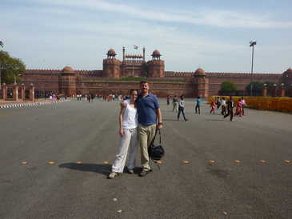 photo of us in front of red fort, delhi