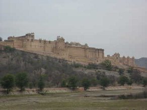 view of Amber Fort from the road
